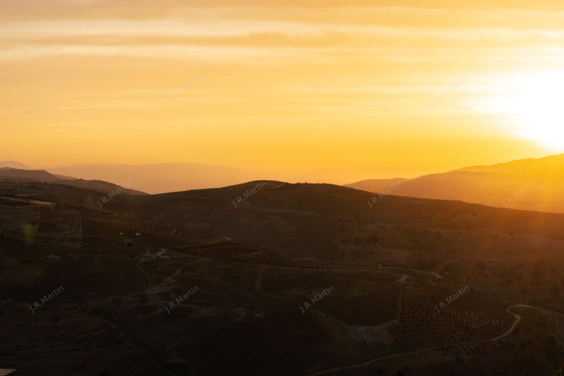 Sunset over the Jordanian landscape