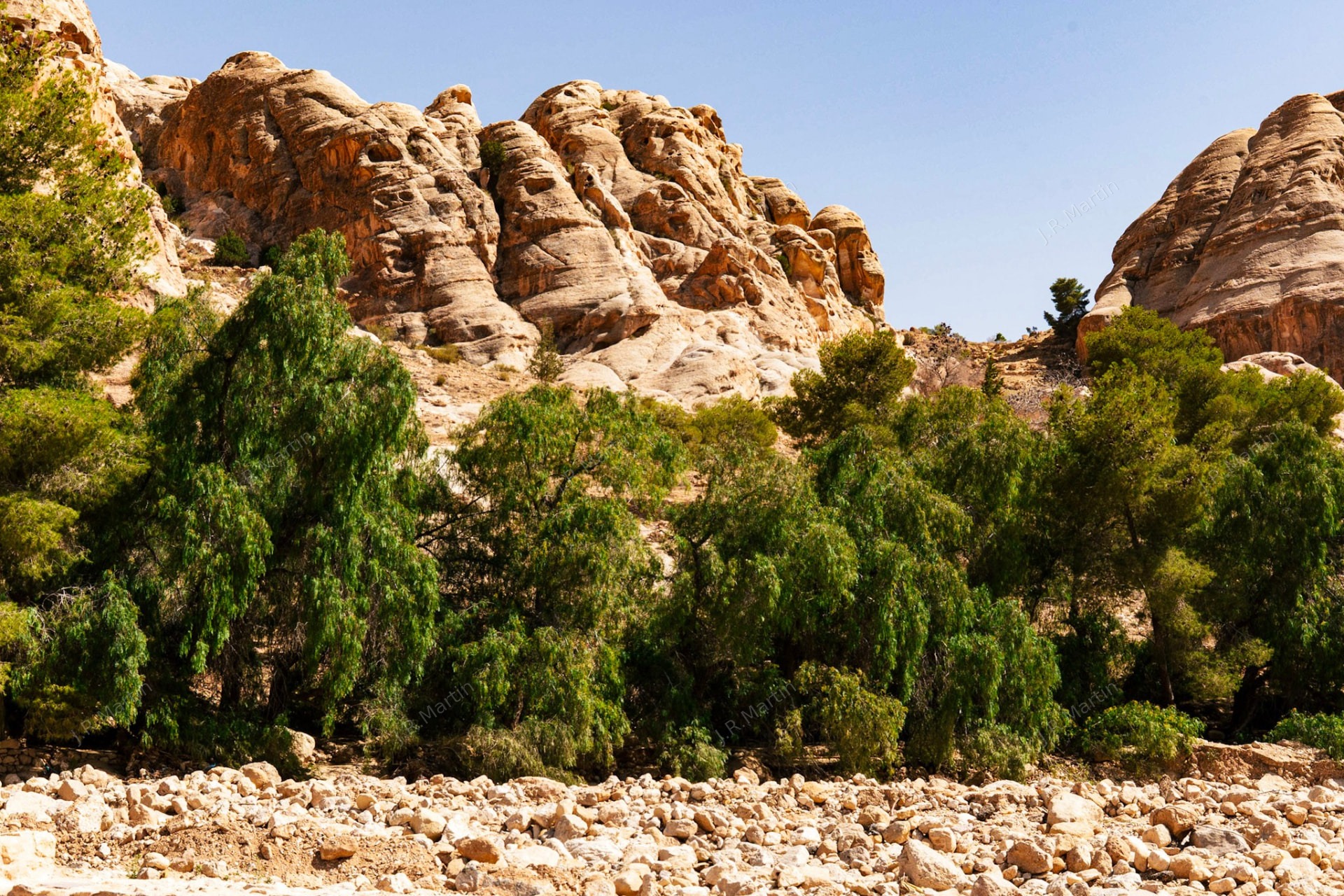 Sandstone rock formation in Petra, Jordan
